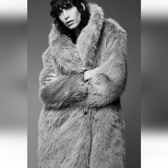 ZARA LONG FAUX FUR COAT